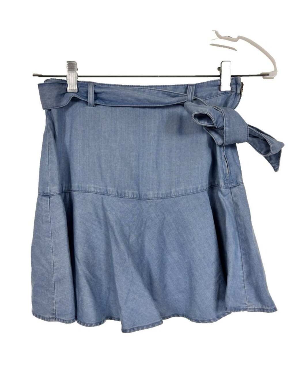 Zara Women’s S Blue Lyocell Wrap Skort Tie Waist Ruffle Hem NWT